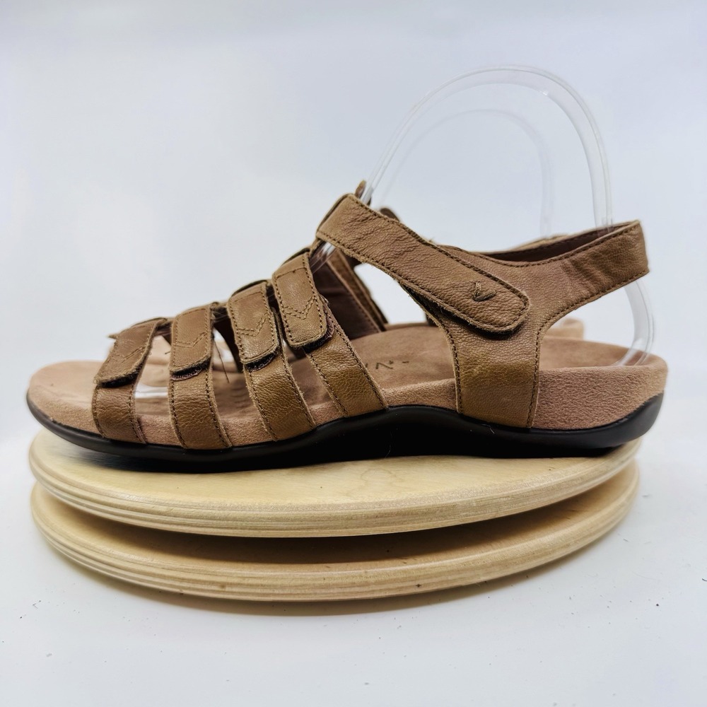 Vionic Harissa Sandals Womens 7 Brown Leather Orthotic Comfort Walking Strappy